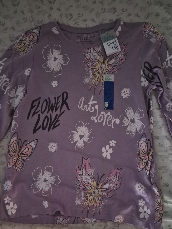 Primark Other - NWT- Primark Care Long Sleeve Top. Lilac Butterfly and Floral Graphic Tee